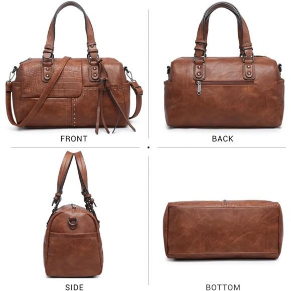 Women Soft Vegan Leather Barrel Bags Large Hobo Top Handle Work Totes 0coffee - Picture 2 of 6